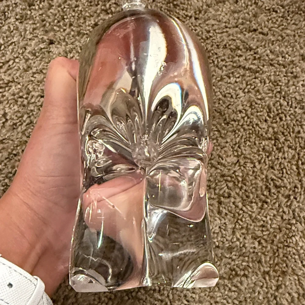Art Glass Solid Crystal Elephant Figurine with Trunk Up, Made in Sweden, 5-1/2